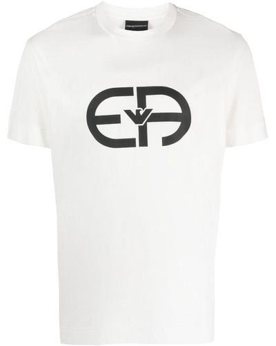 Emporio Armani Logo-Print Crew-Neck T-Shirt - White