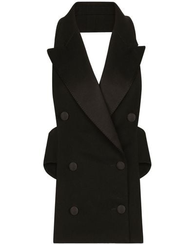 Dolce & Gabbana Open-Back Virgin Wool-Blend Waistcoat - Black