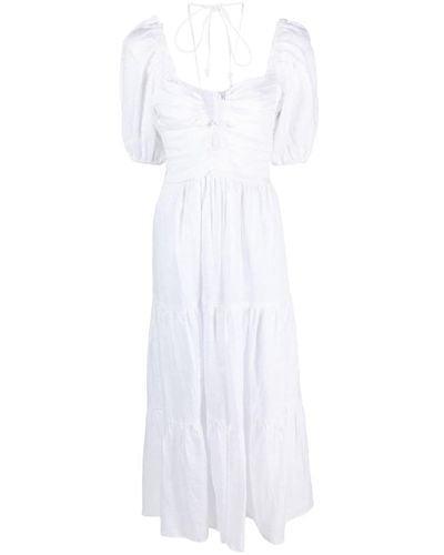 Faithfull The Brand Palacio Halterneck Linen Midi Dress - White