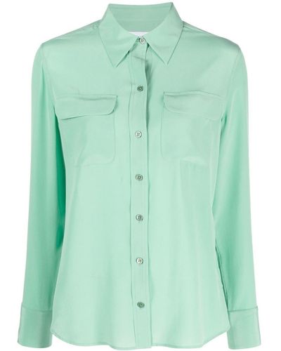 Equipment Long-Sleeve Silk Shirt - Green