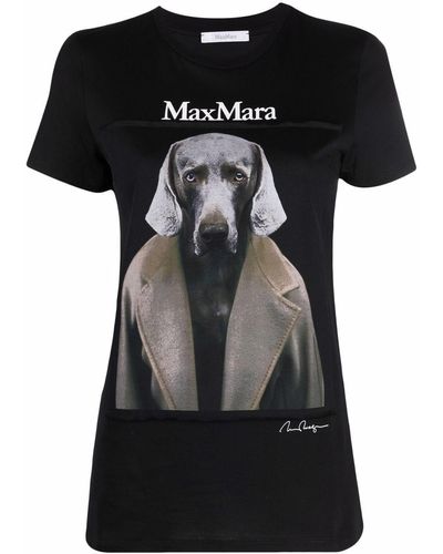 Max Mara Dog Logo-print T-shirt - Black