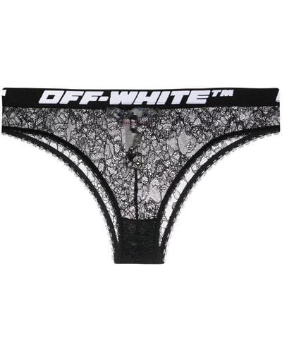 Off-White c/o Virgil Abloh Logo-waistband Lace Briefs - Black