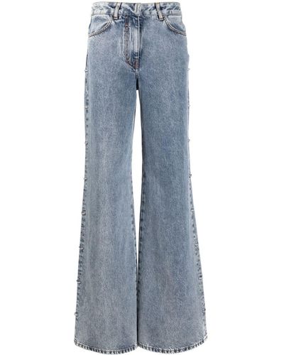 Givenchy Crystal-Embellished Wide-Leg Jeans - Blue