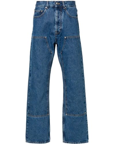 Palm Angels Straight Embossed Jeans - Blue