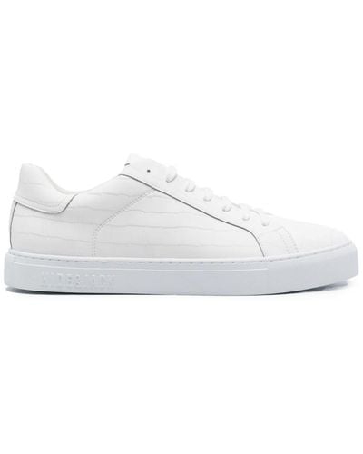 HIDE & JACK Essence Crocodile-Embossed Leather Sneakers - White