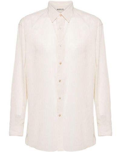 AURALEE Striped Cotton Shirt - White