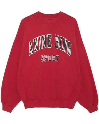 Anine Bing Jaci Organic-Cotton Sweatshirt - Red