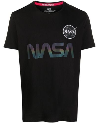 Alpha Industries Nasa Graphic-Print Cotton T-Shirt - Black