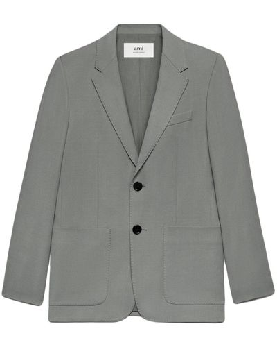 Ami Paris Tailored Single-Breasted Blazer - Grey