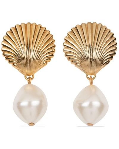 Jennifer Behr Alana Shell Baroque-Pearl Earrings - Metallic