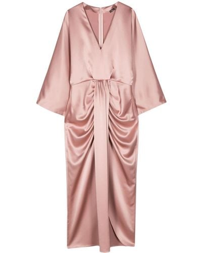Kiton V-Neck Satin-Finish Dress - Pink
