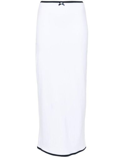 ROWEN ROSE Contrast-Trim Maxi Skirt - White