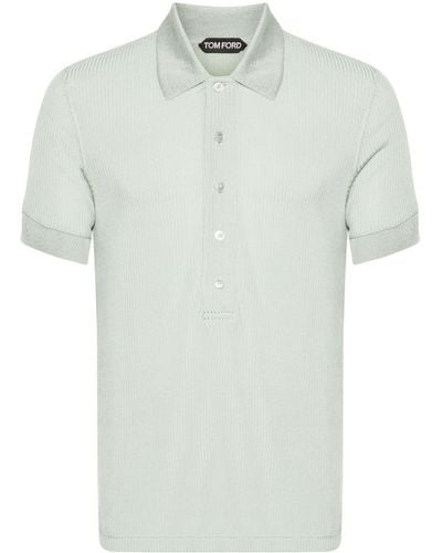 Tom Ford Luster Ribbed Polo Shirt - White
