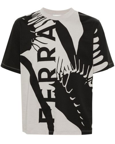 Ferragamo Graphic-Print Cotton T-Shirt - Black
