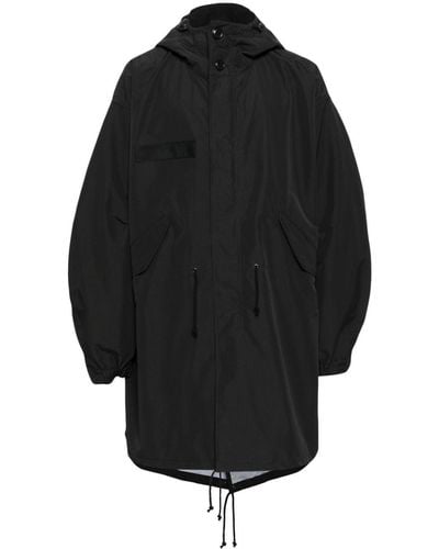 Junya Watanabe Junya Watanabe Drop-Shoulder Hooded Parka Coat - Black