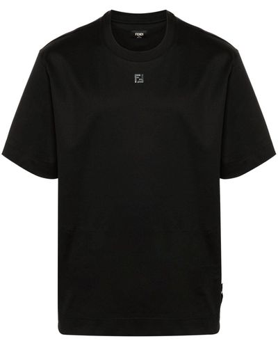 Fendi Ff-plaque Cotton T-shirt - Black