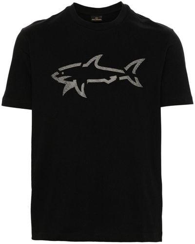 Paul & Shark Shark-Print Cotton T-Shirt - Black