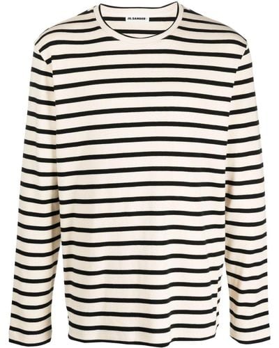 Jil Sander Horizontal Stripe-print Sweatshirt - Natural