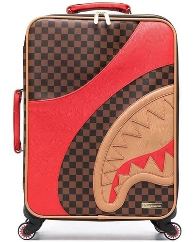 Sprayground Checked Signature Shark Suitcase - Red