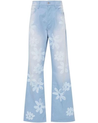 Alchemist Floral-Print Canvas Trousers - Blue