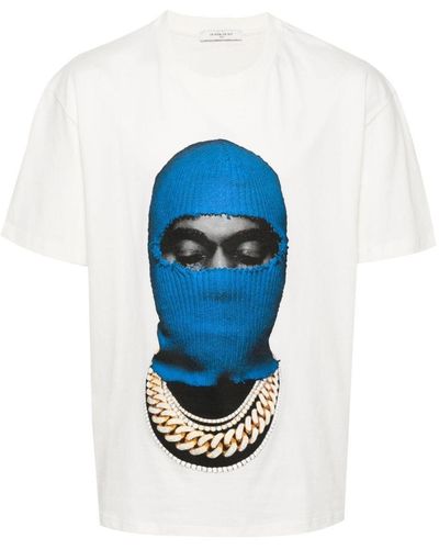 ih nom uh nit Face-Print Cotton T-Shirt - Blue