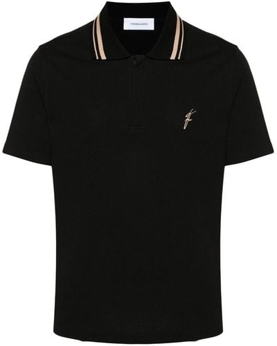 Ferragamo Embroidered-Logo Polo Shirt - Black