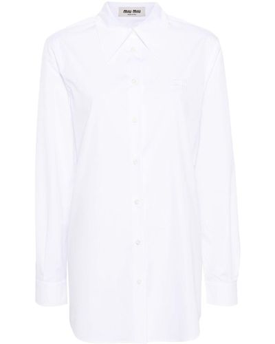 Miu Miu Oversize-Collar Cotton Shirt - White