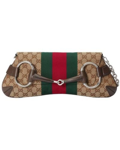 Gucci Medium Horsebit Chain Shoulder Bag - Natural