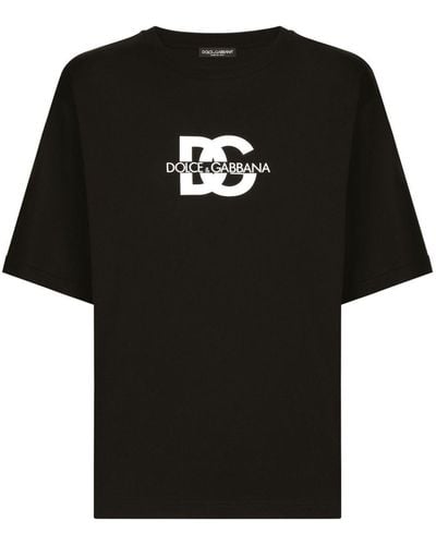 Dolce & Gabbana Logo-Print Cotton T-Shirt - Black