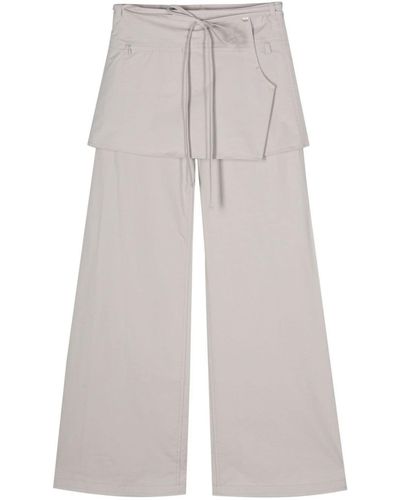 Low Classic Layered Wide-Leg Trousers - White