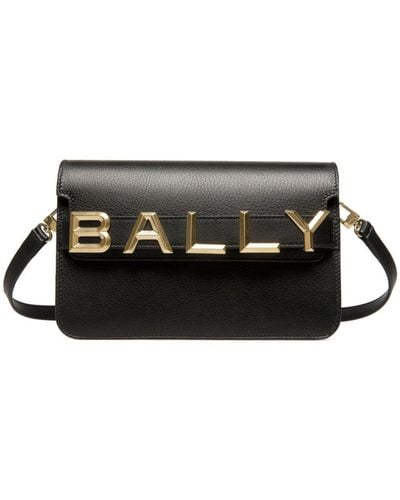 Bally Logo-Lettering Leather Bag - Black