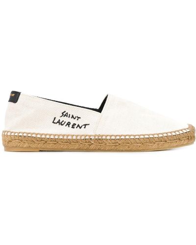 Saint Laurent Logo-Embroidered Espadrilles - White