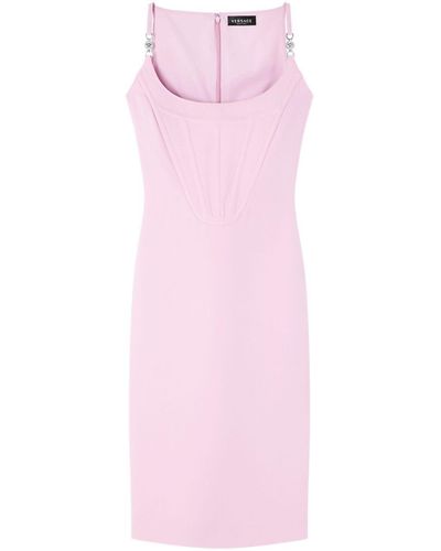 Versace Corset-Style Crepe Midi Dress - Pink