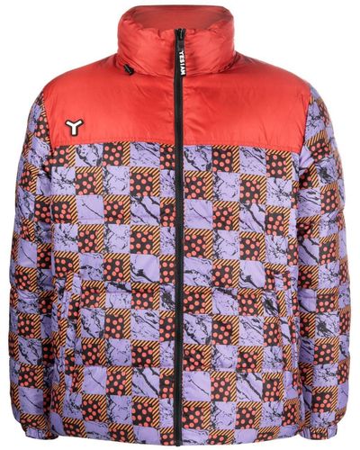 YES I AM Abstract-Print Padded Jacket - Red