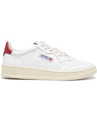 Autry Medalist Low Sneakers In White And Red Leather