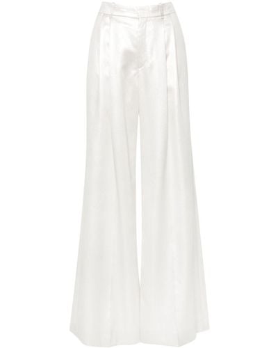 Chloé Wide-Leg Silk Trousers - White