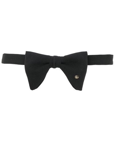 Gucci Logo-Plaque Silk Bow Tie - Black