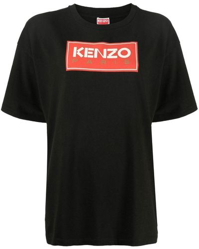 KENZO Logo-Print Cotton T-Shirt - Black