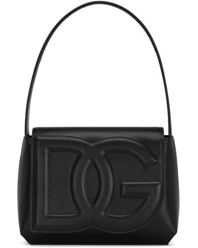 Dolce & Gabbana Logo-Embossed Leather Shoulder Bag - Black