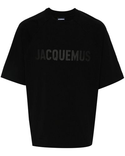 Jacquemus Le T-Shirt Typo Cotton Top - Black