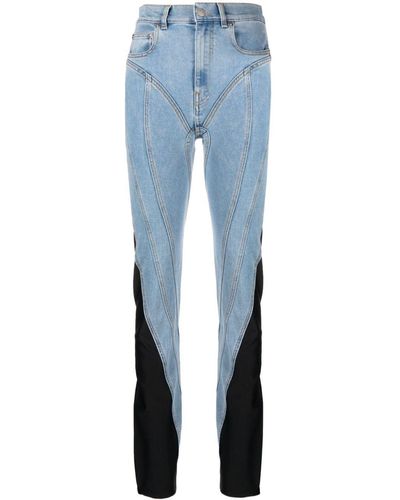 Mugler Contrast-panel Slim-fit Jeans - Blue