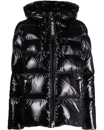 Pinko Quilted Hooded Puffer Jacket - Black