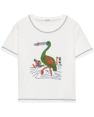 Bode Heron Embroidered T-Shirt - White