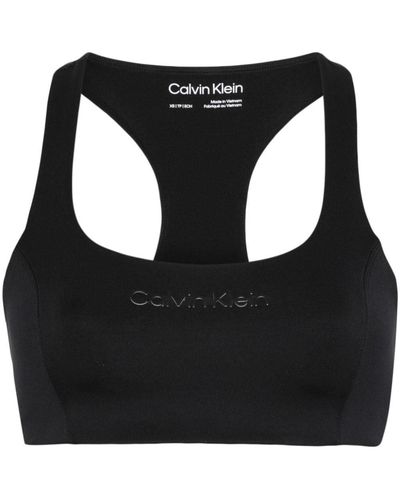 Calvin Klein Logo-Appliqué Sports Bra - Black