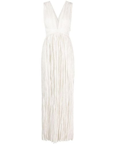 Ulla Johnson Mona Plissé Satin Gown - White