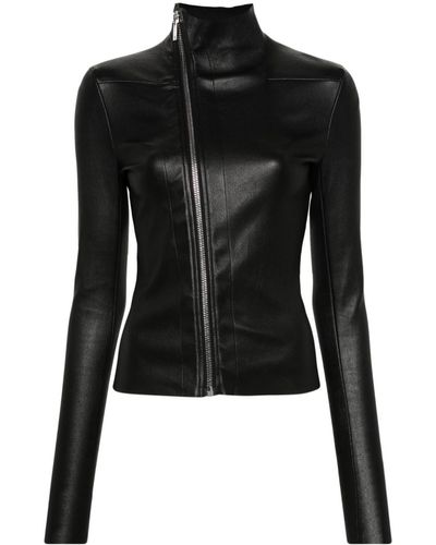 Rick Owens Zipped Leather Jacket - Black