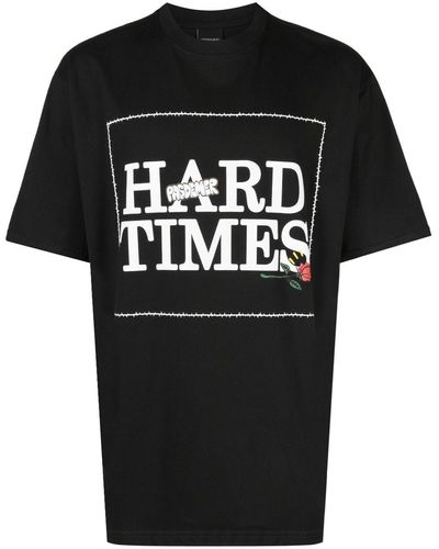 PAS DE MER Hard Times Slogan-Print T-Shirt - Black