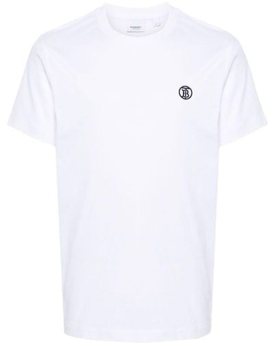 Burberry Logo-Embroidered Organic Cotton T-Shirt - White