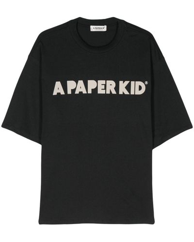 A PAPER KID Logo-Print Cotton T-Shirt - Black
