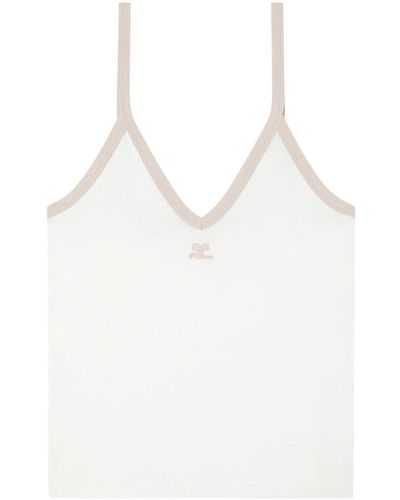 Courreges Contrast-Trim Cotton Tank Top - White